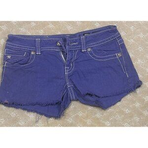 Miss Me Women's 27 Shorts Purple Denim Cut Off Rhinestone Cross Y2K McBling
